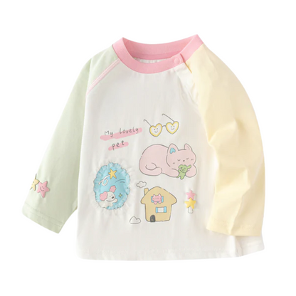 Cute Girls Animal Print Long Sleeve Tee