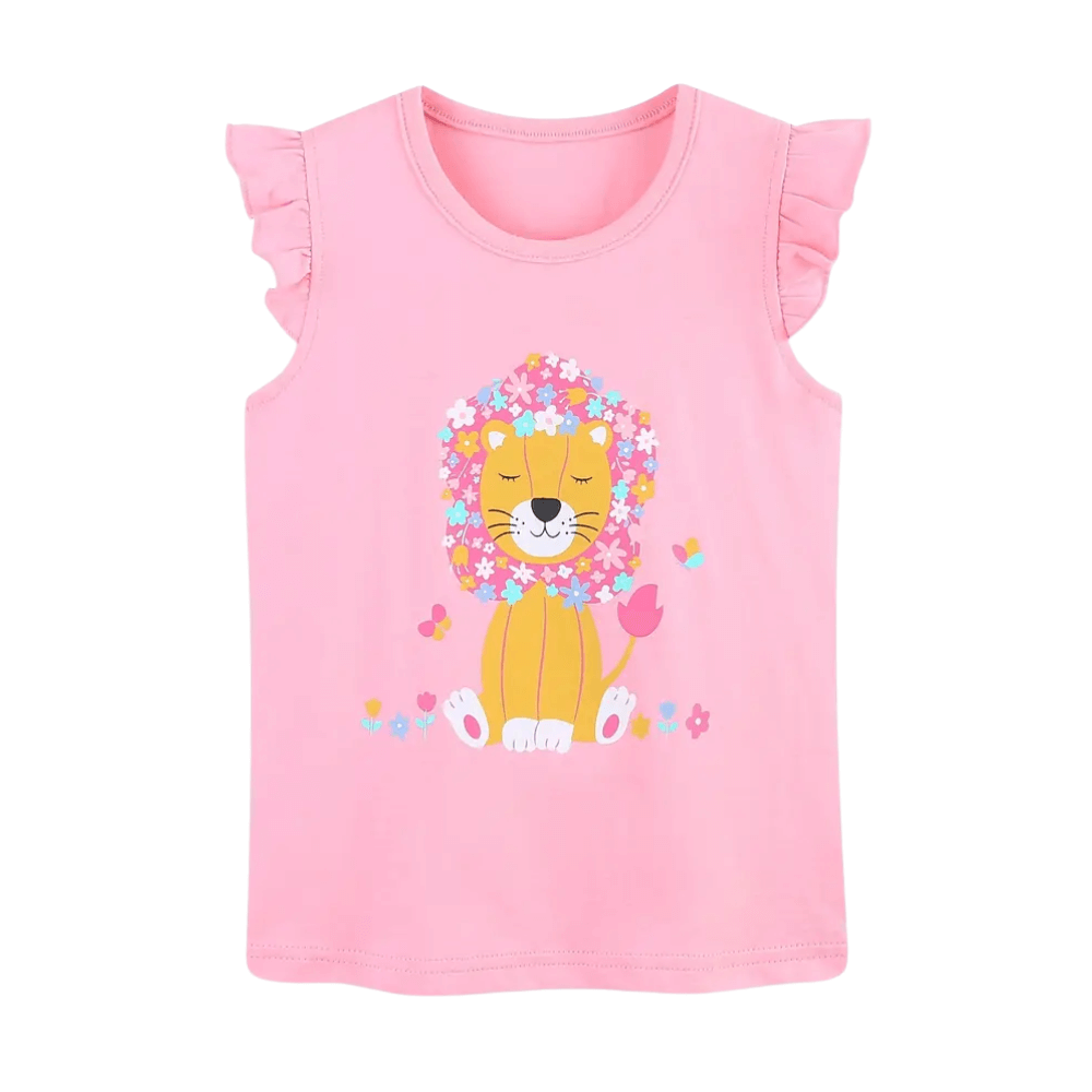 Floral Lion Ruffle Top & Safari Shorts Set