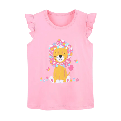 Floral Lion Ruffle Top & Safari Shorts Set