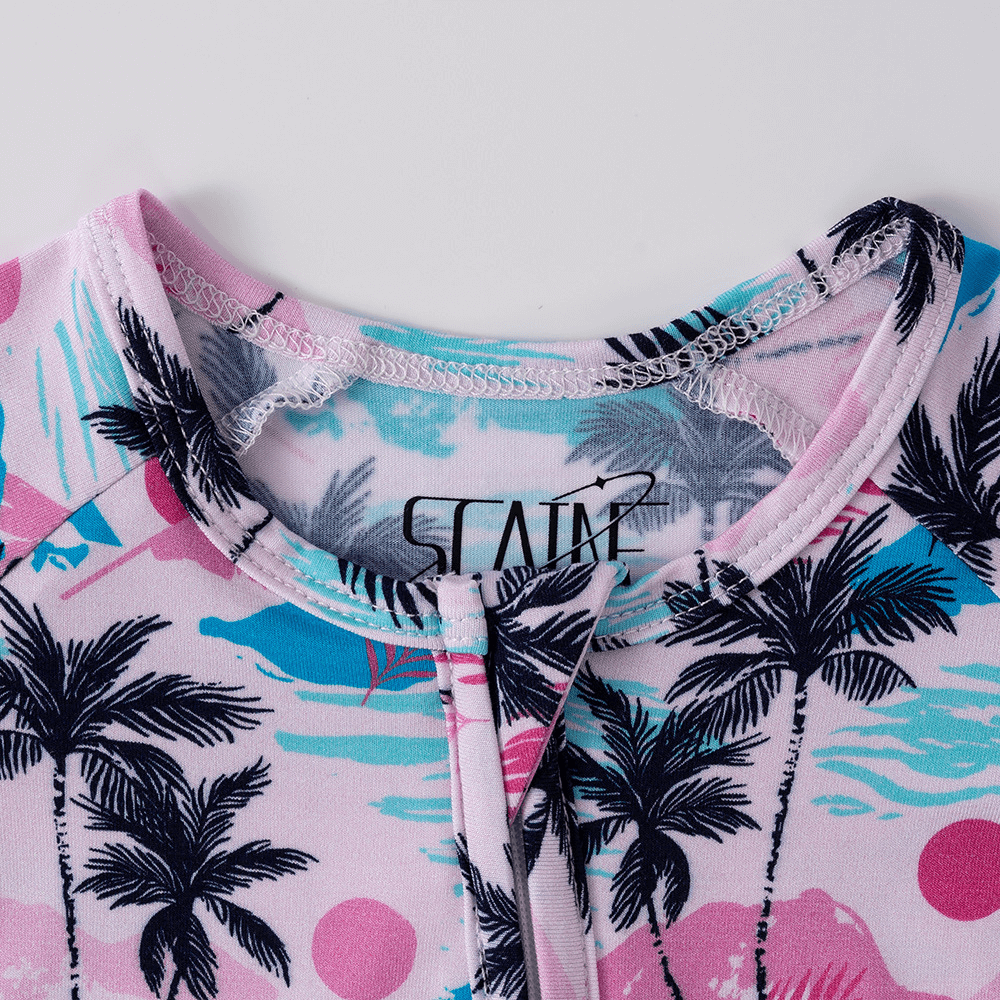 Lovely Tropical Sunset Print Baby Romper