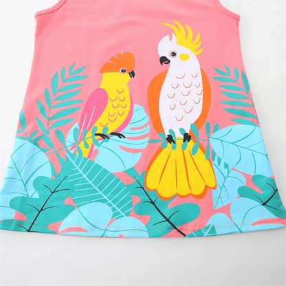 Charming Cockatoo Garden Girls Summer Dress