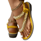 Lunara Crystal Pearl Flat Sandals