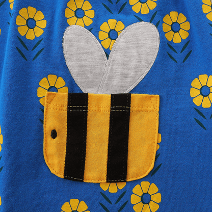 Cheerful Buzzing Bee & Flower Girls Long Sleeve Dress