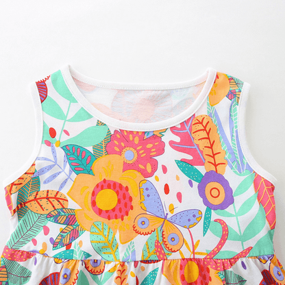 Butterflies Floral Print Girls Summer Dress