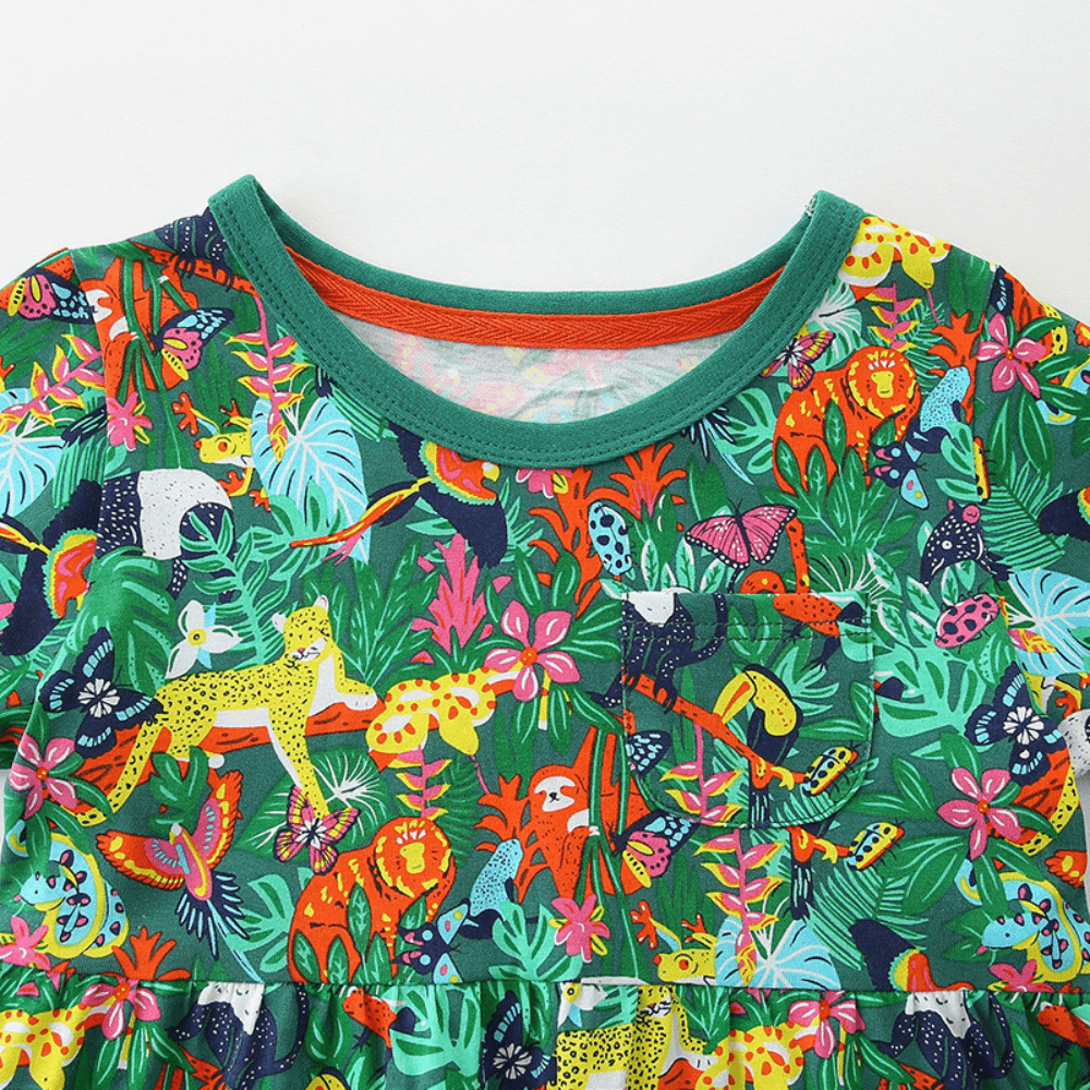 Tropical Safari Animal Print Girls Dress
