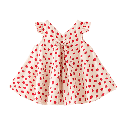Girls Flutter Sleeve Bow Front Dress