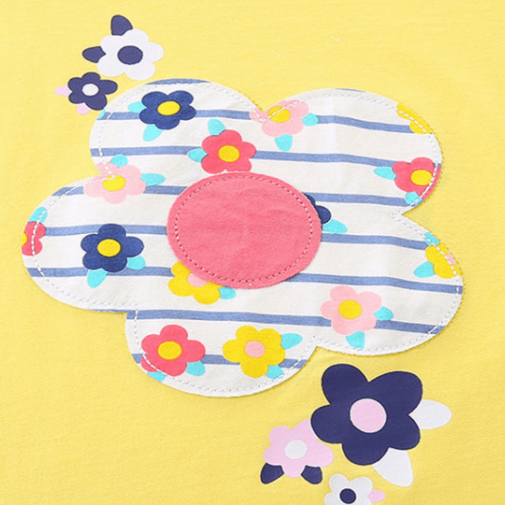 Sunny Flower Ruffle Top & Striped Shorts Set