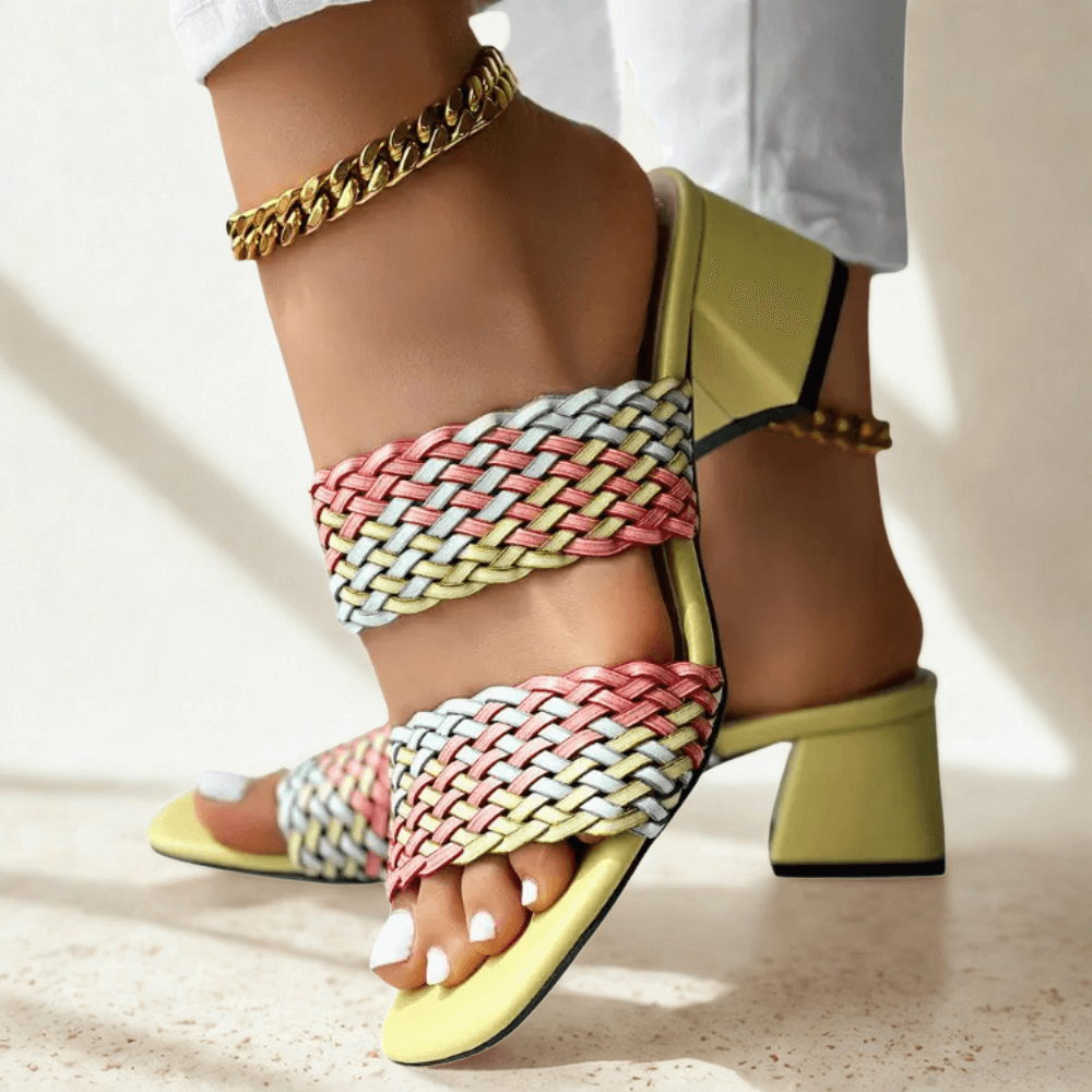 Sandales à talons tressées Soletta Colorblock 