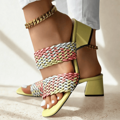 Soletta Colorblock Braided Heeled Sandals