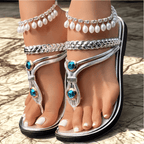 Sandales à bride en T ornées de pierres précieuses Mykalia 