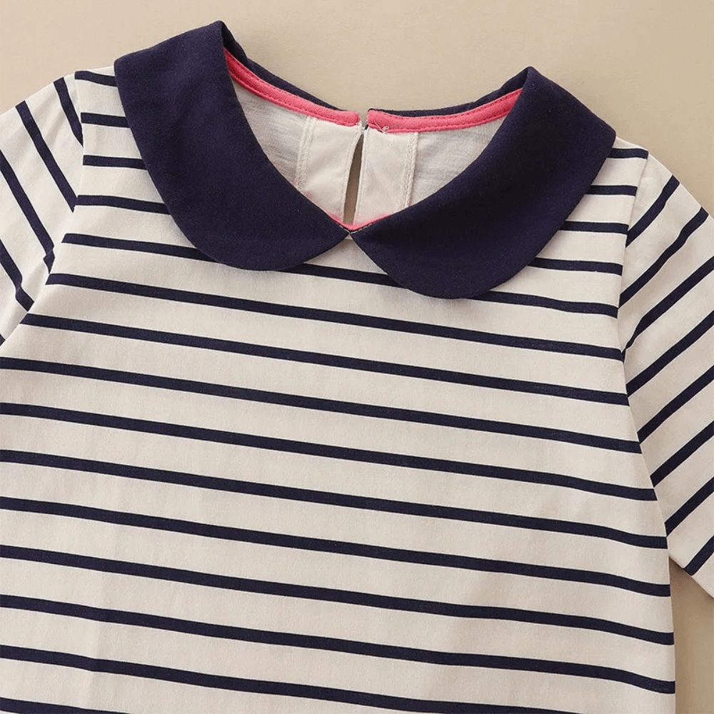 Sweetheart Striped Girls Long Sleeve Dress