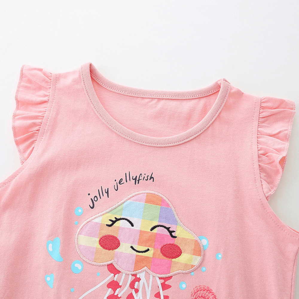 Jolly Jellyfish Ruffle Top & Rainbow Shorts Set