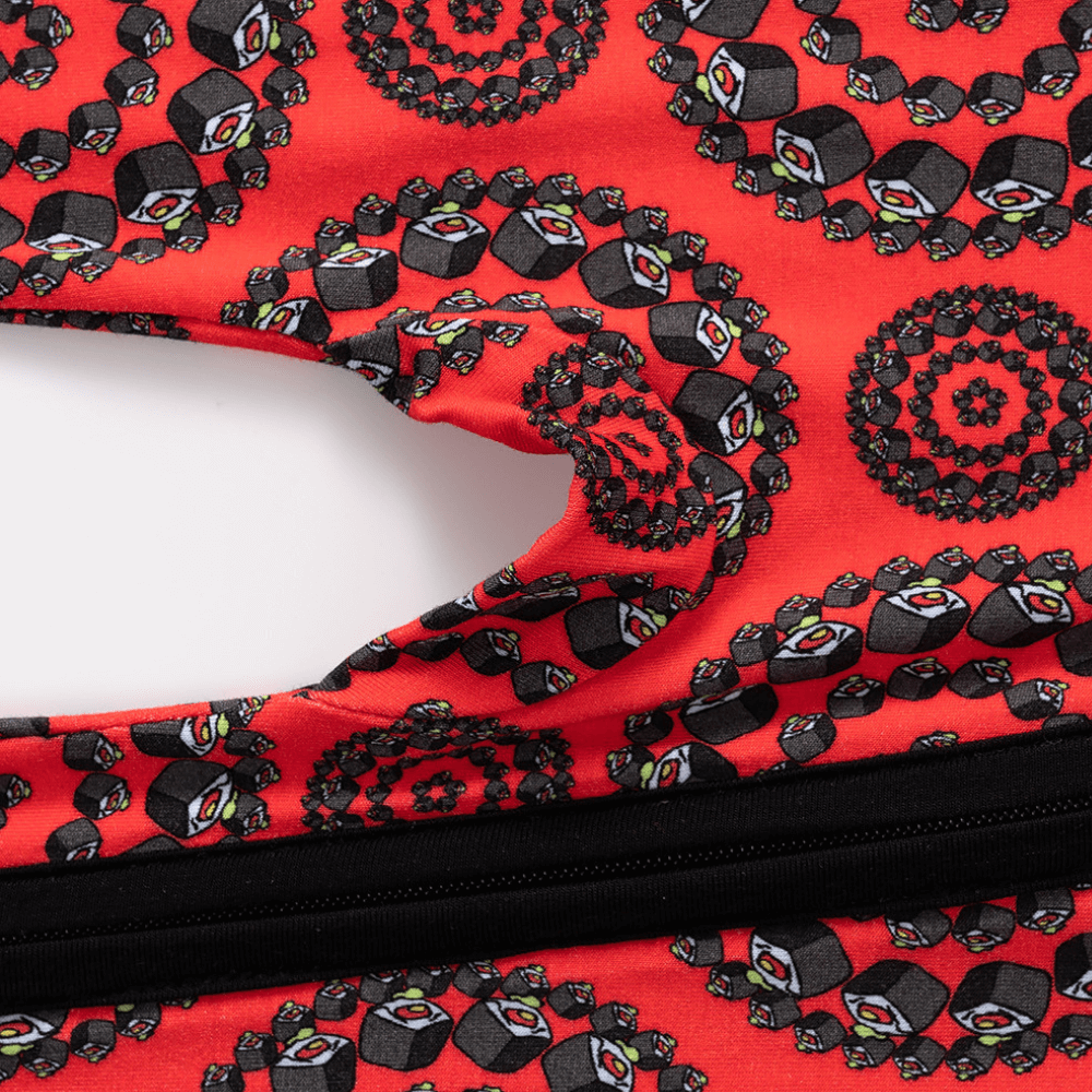 Vibrant Red Sushi Roll Print Baby Romper