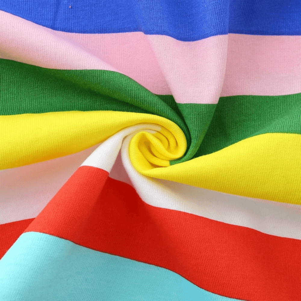 Robe d'été à rayures arc-en-ciel pour fille avec poche