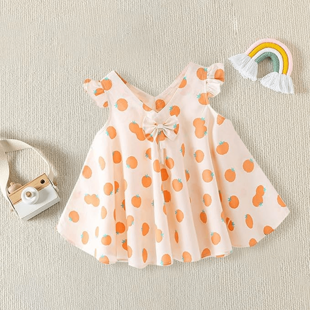 Girls Flutter Sleeve Bow Front Dress