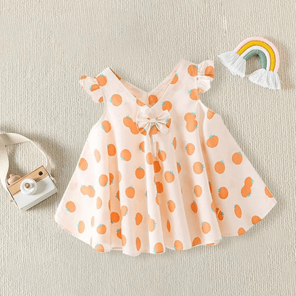 Girls Flutter Sleeve Bow Front Dress