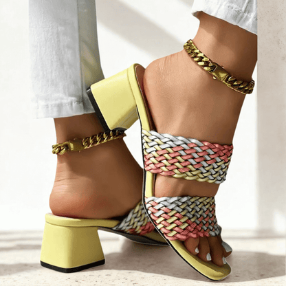 Soletta Colorblock Braided Heeled Sandals