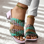 Sandales à talons tressées Soletta Colorblock 
