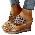 Sandales compensées Savona à détails de pierres précieuses 