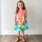 Robe d'été charmante pour filles avec motif cacatoès