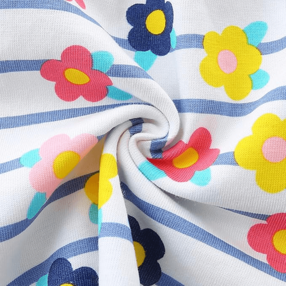 Sunny Flower Ruffle Top & Striped Shorts Set