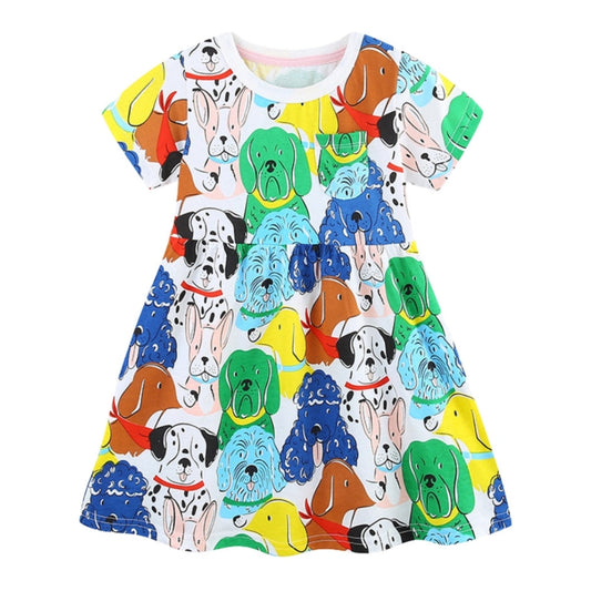Adorable Colorful Puppy Girls Dress