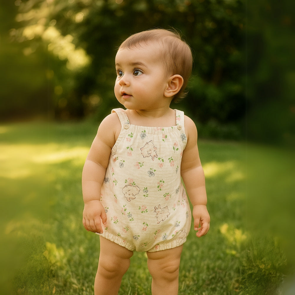 Animal and Fruit Prints Sleeveless Baby Romper