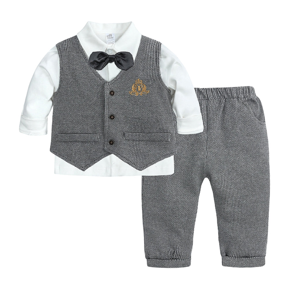 Ensemble bébé gentleman : gilet et pantalon avec nœud papillon
