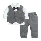 Ensemble bébé gentleman : gilet et pantalon avec nœud papillon