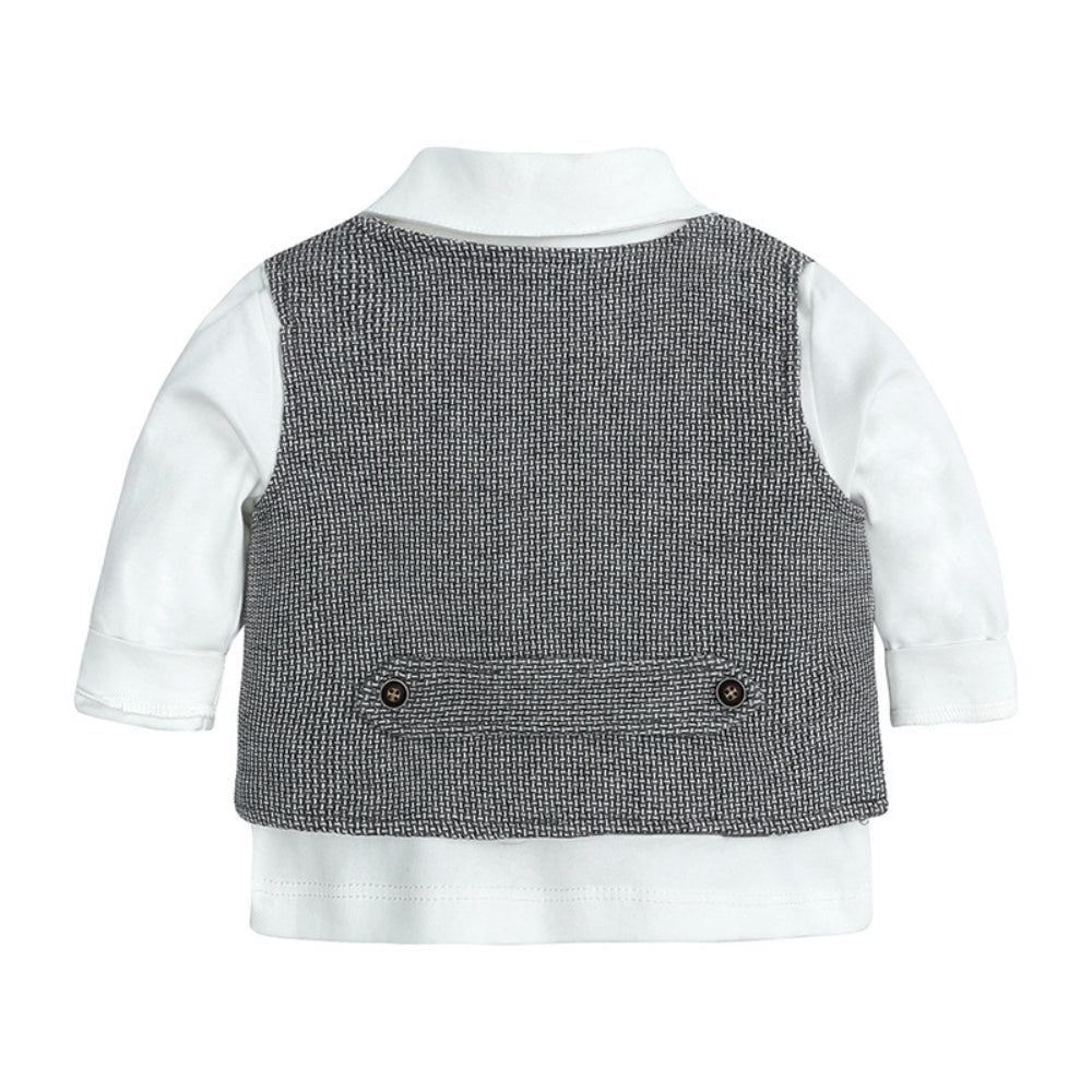 Ensemble bébé gentleman : gilet et pantalon avec nœud papillon