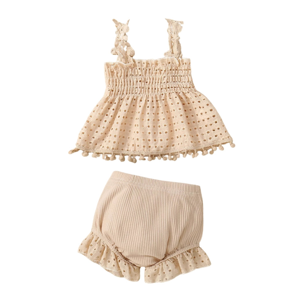 Baby Girls Lace Ruffle Top and Bloomers Set