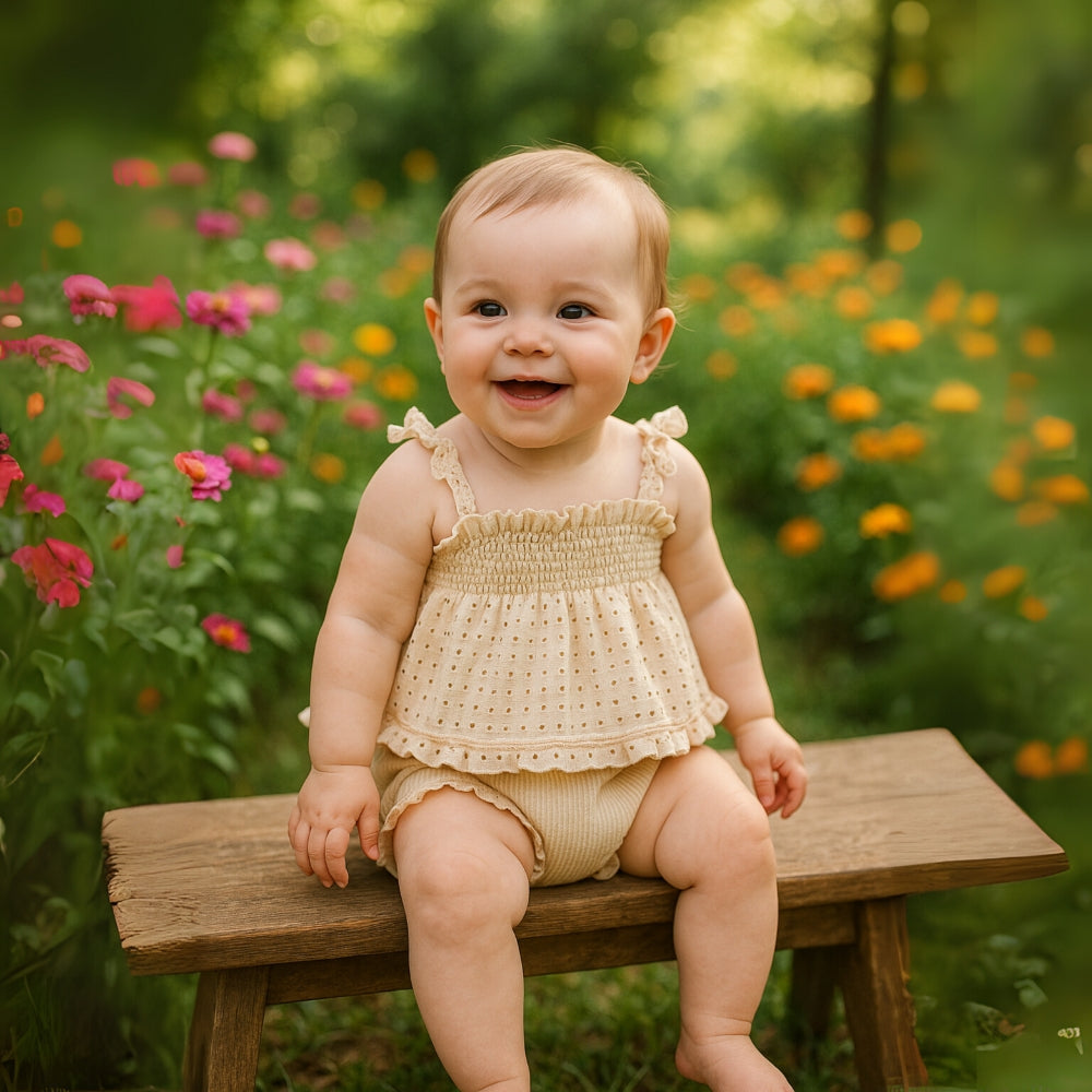 Baby Girls Lace Ruffle Top and Bloomers Set