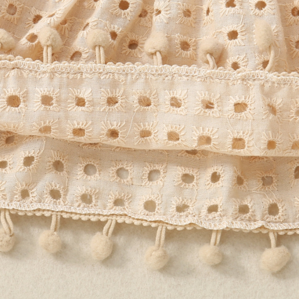 Ensemble haut à volants en dentelle et bloomer pour bébé fille