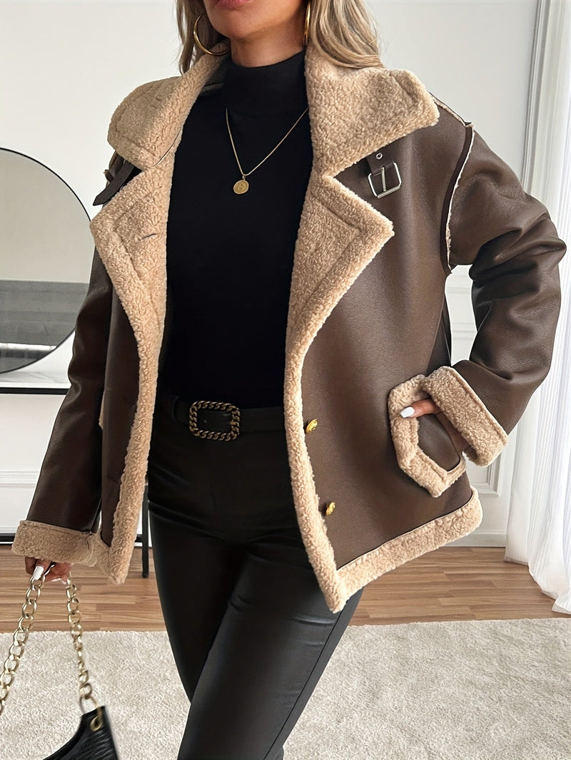 Biker Jacket - Polyester Blend Structured Front & Warm Liner