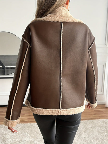 Biker Jacket - Polyester Blend Structured Front & Warm Liner