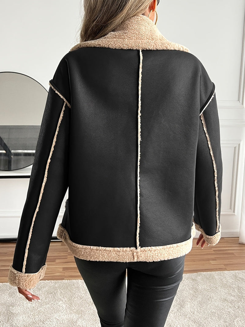 Biker Jacket - Polyester Blend Structured Front & Warm Liner
