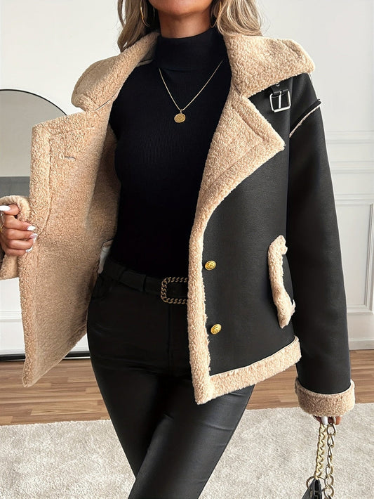 Biker Jacket - Polyester Blend Structured Front & Warm Liner