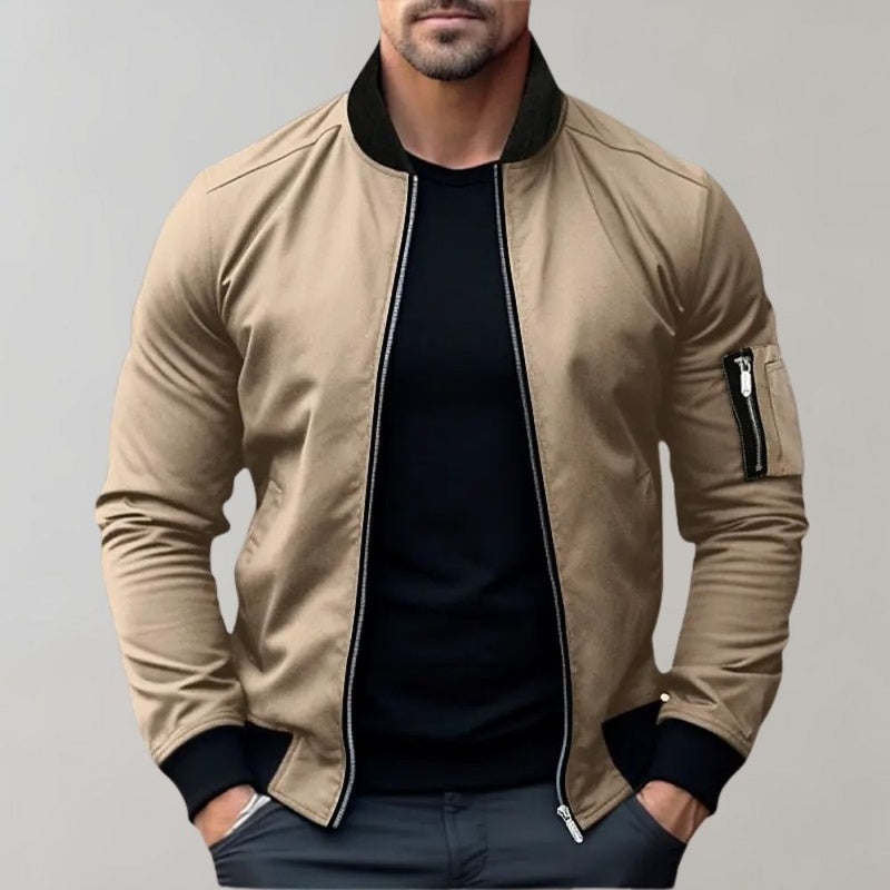 Bomber Jacket - Polyester Blend Zip Front And Easy Layering
