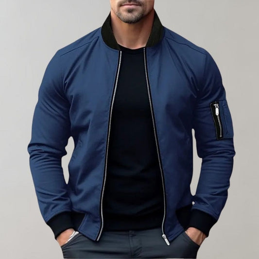 Bomber Jacket - Polyester Blend Zip Front And Easy Layering