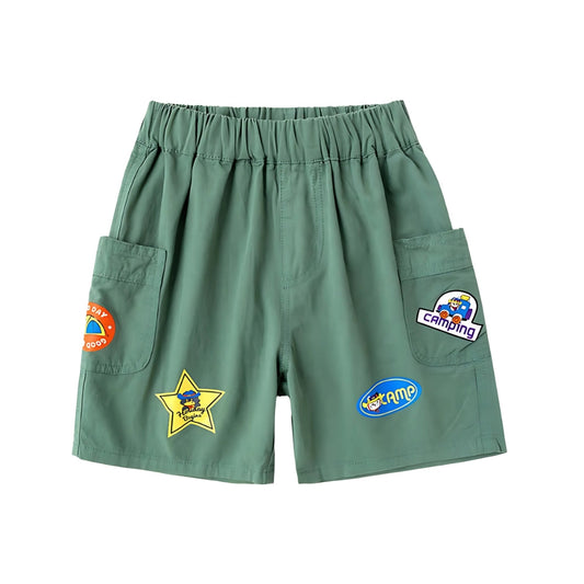 Boys Cargo Shorts with Fun Patch Details