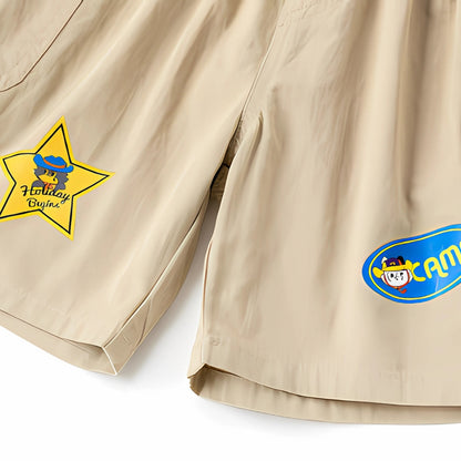 Boys Cargo Shorts with Fun Patch Details