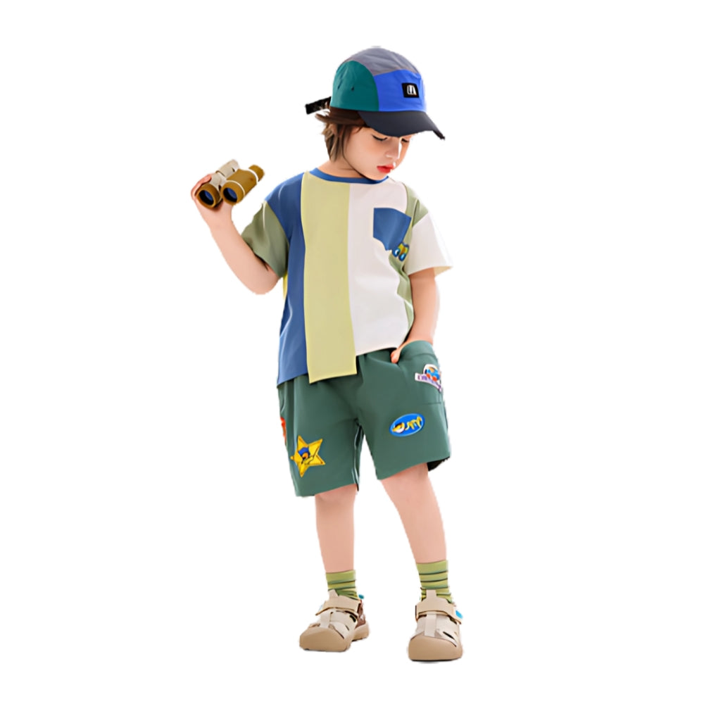 Boys Cargo Shorts with Fun Patch Details