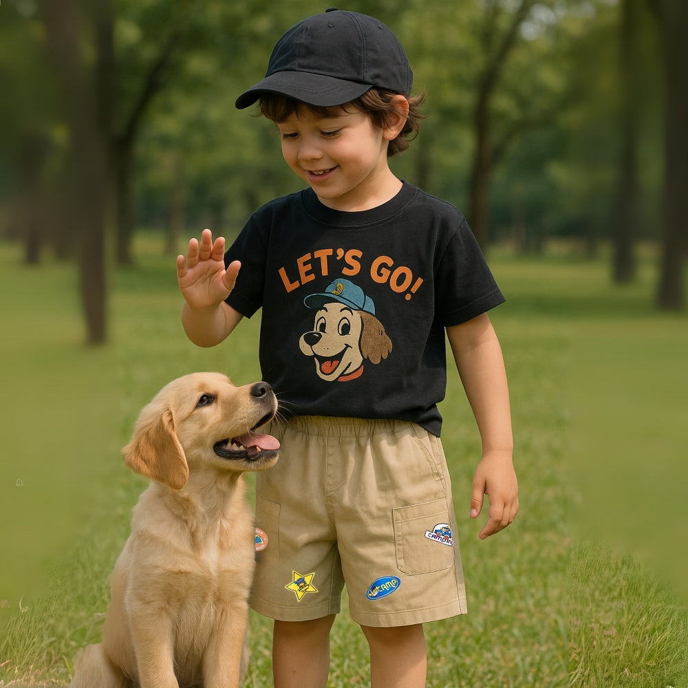 Boys Cargo Shorts with Fun Patch Details