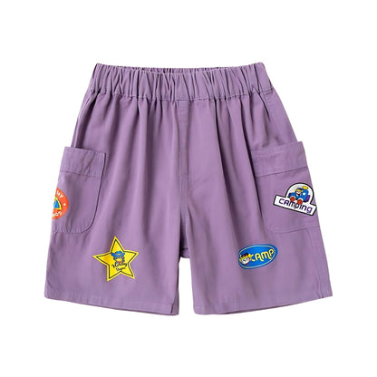 Boys Cargo Shorts with Fun Patch Details