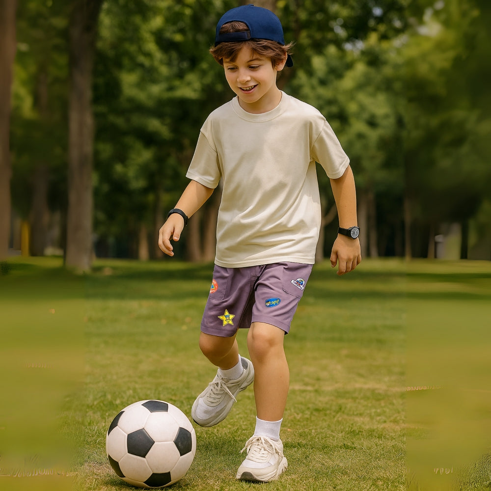 Boys Cargo Shorts with Fun Patch Details