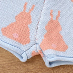 Bunny Print Knitted Girls Top and Shorts Set