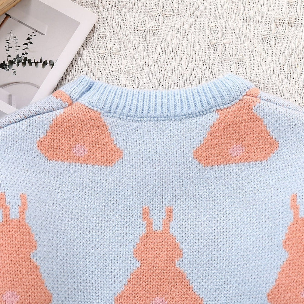 Bunny Print Knitted Girls Top and Shorts Set
