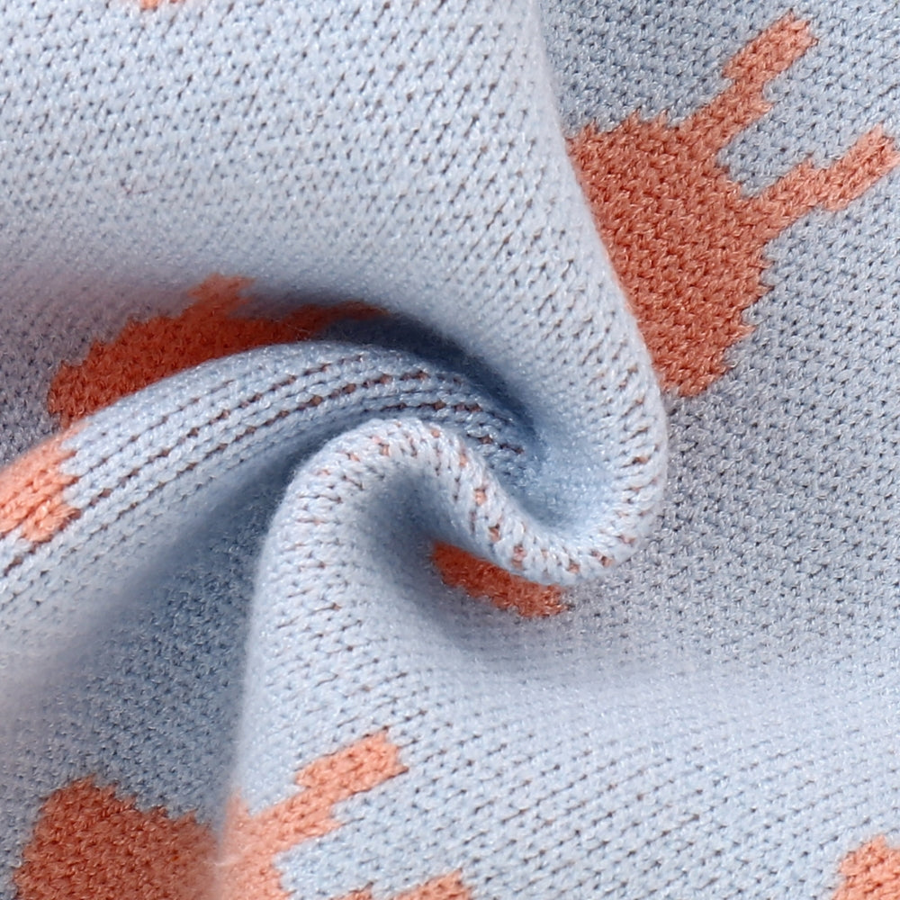 Bunny Print Knitted Girls Top and Shorts Set