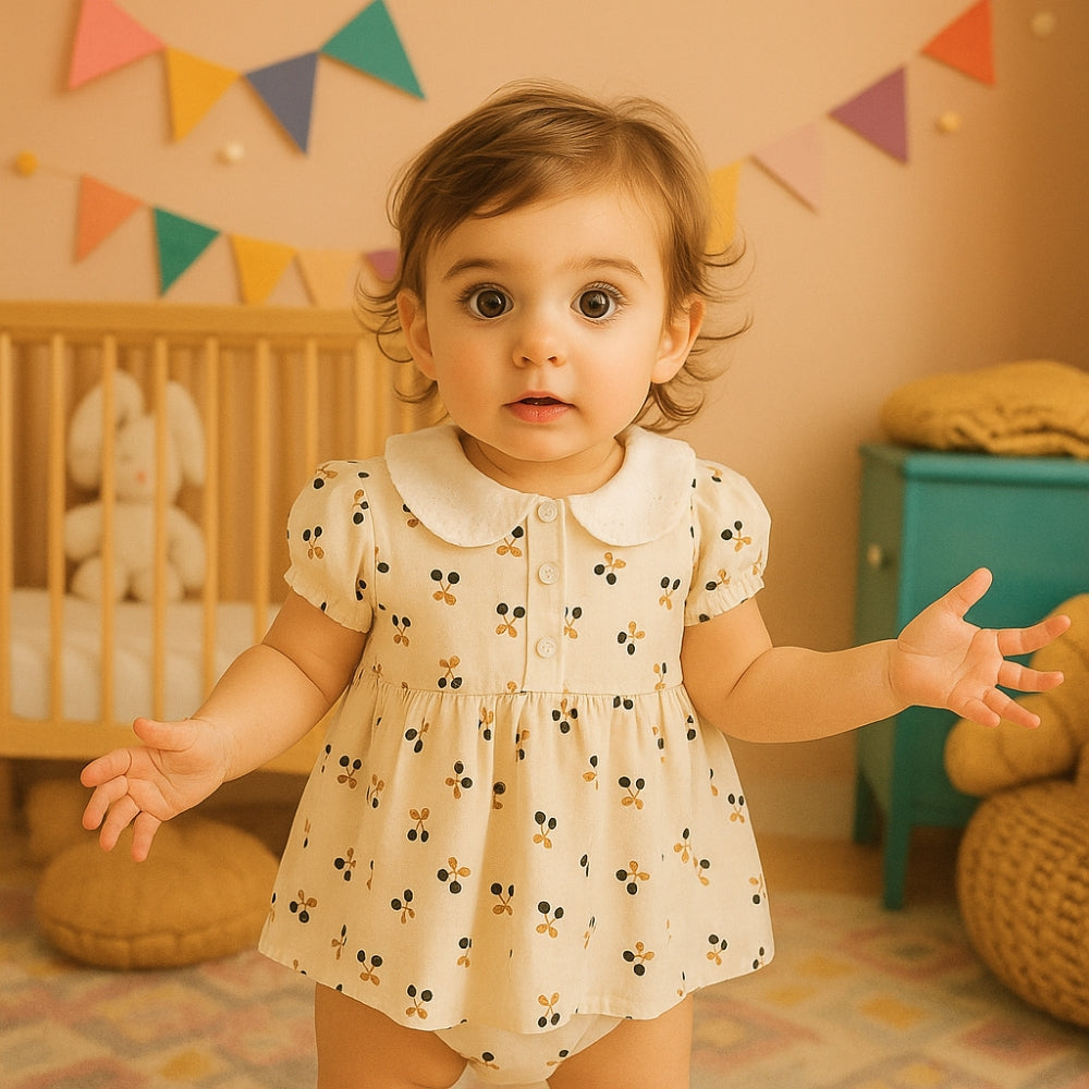 Cherry Print Girl Romper Dress