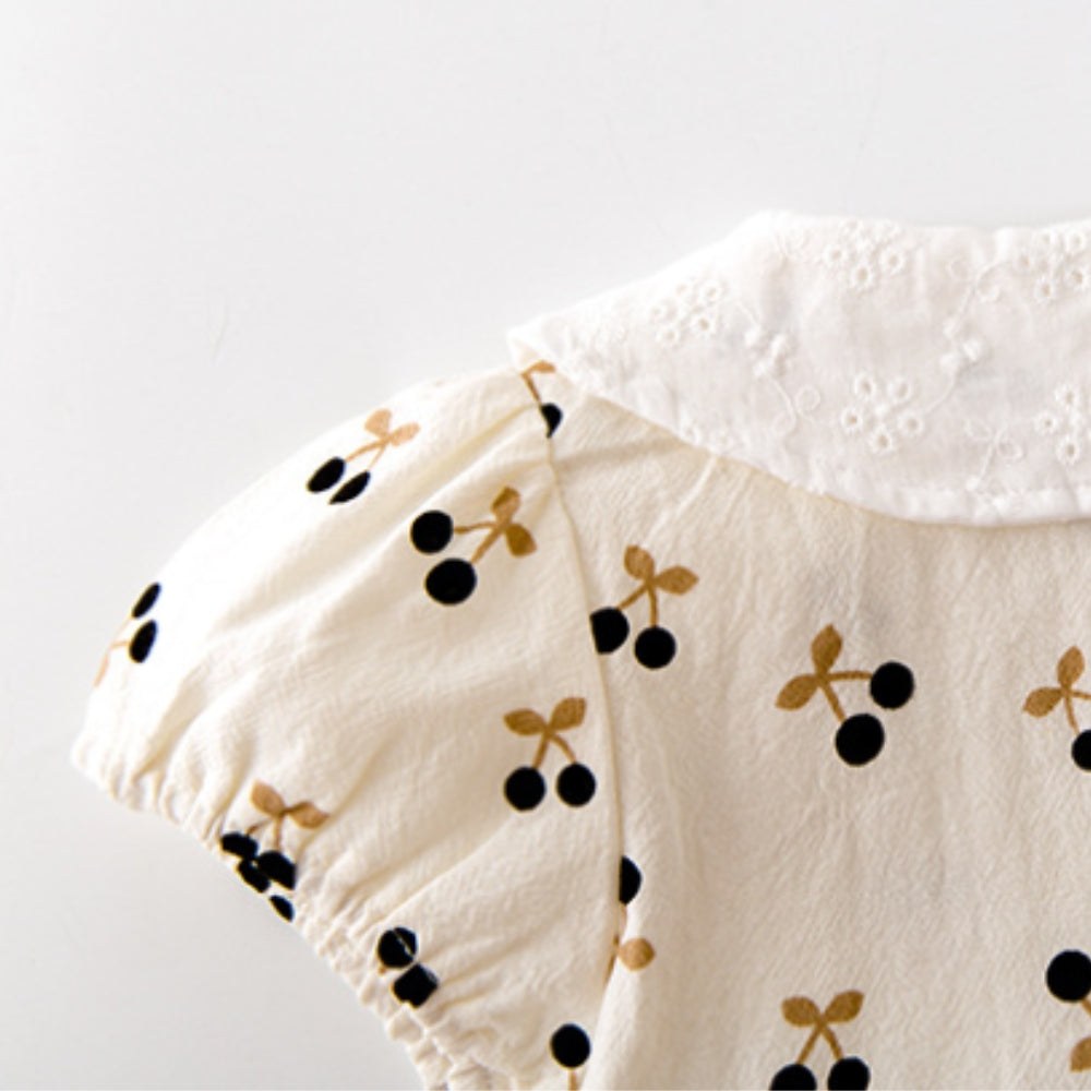 Robe barboteuse à imprimé cerises pour fille